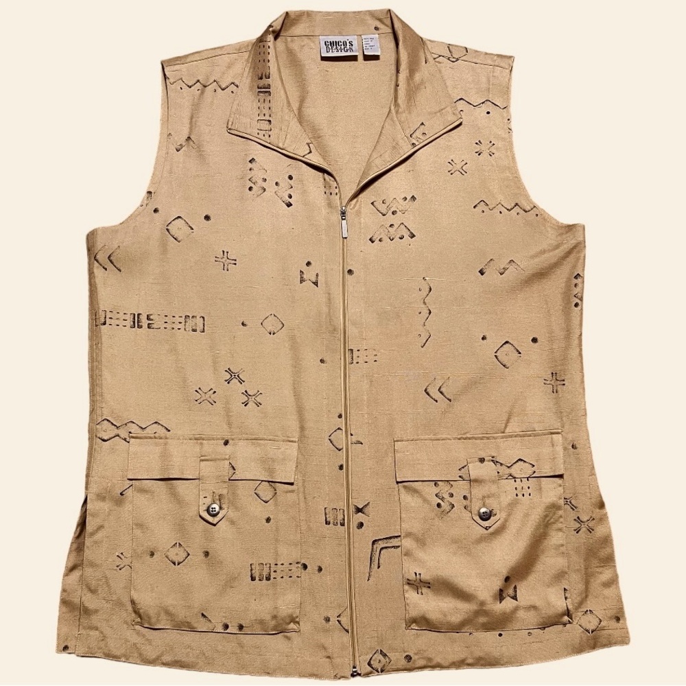 Chico’s Design 100% Silk Lightweight Sleeveless Zip Vest Chico’s Sz 3 US Sz L